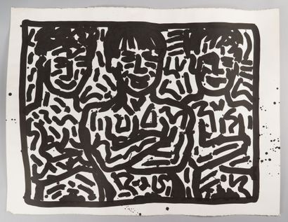 null 47. Keith HARING (1958 - 1990)
Three Men
 Ink on paper, signed and dated "OCT....