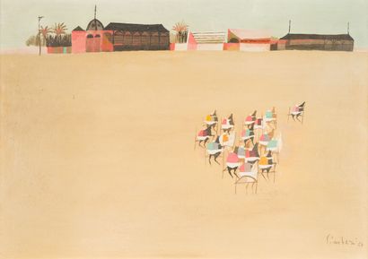 null 20. Nicola SIMBARI (1927-2012)
The sulky races
 Oil on canvas signed and dated...
