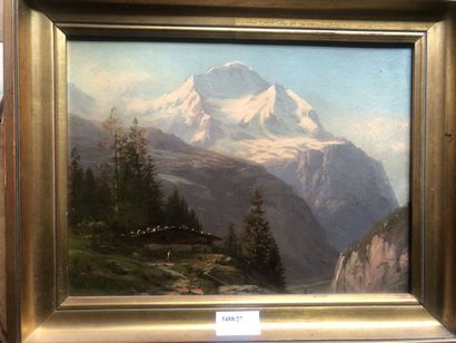 null Ecole suisse 
« Vue de montagne »
Panneau.
23 x 31 cm. 