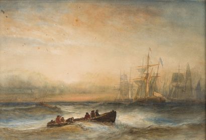 null 8. Belgian school of the 19th century
Marine twilight effect
Watercolor.
Annotated...