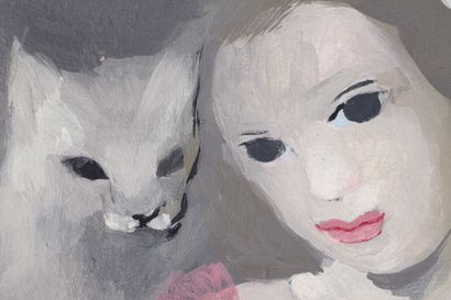 14. Marie LAURENCIN (1883-1956) 14. Marie LAURENCIN (1883-1956)
Jeune fille au chat
Huile...