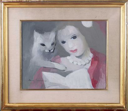 14. Marie LAURENCIN (1883-1956) 14. Marie LAURENCIN (1883-1956)
Jeune fille au chat
Huile...