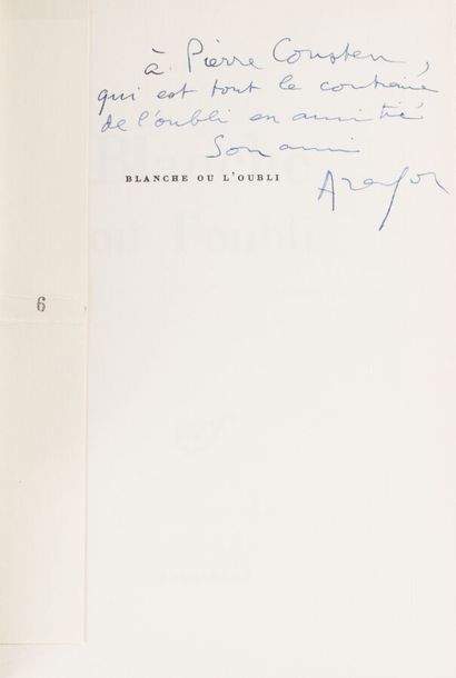 null 33. ARAGON (Louis). 
Blanche ou l'oubli. Paris, Gallimard, 1967, in-8, broché.	

Édition...