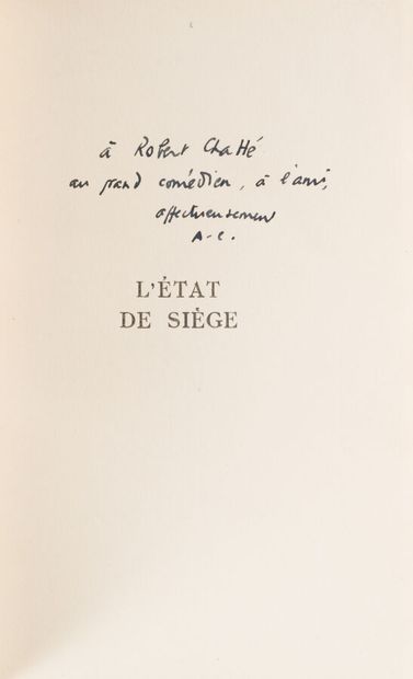 null 81. CAMUS (Albert). L'État de siège. Spectacle en trois parties. Paris, Gallimard,...