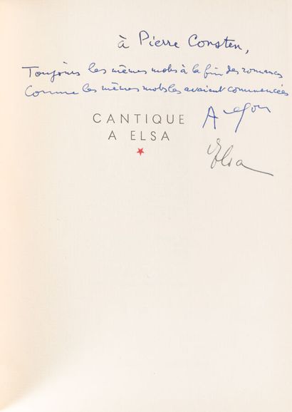null 23. ARAGON (Louis). 
Cantique à Elsa. Alger, Éditions de la Revue Fontaine,...