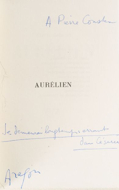 null 22. ARAGON (Louis). 
Aurélien. Paris, Gallimard, 1944, in-8, green morocco,...