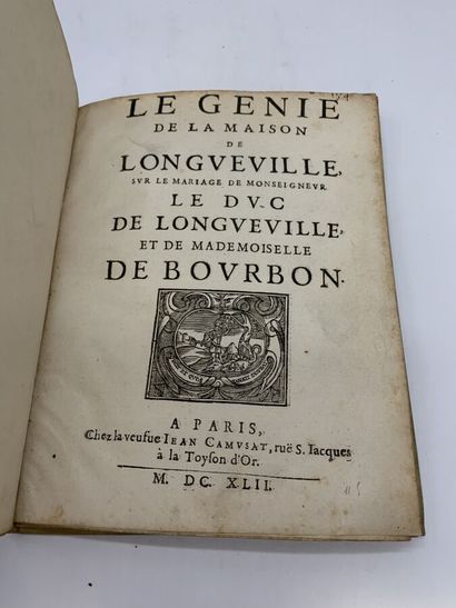 null 20-	[ARBINET ]. Le Génie de la maison de Longueville, sur le mariage de Monseigneur...