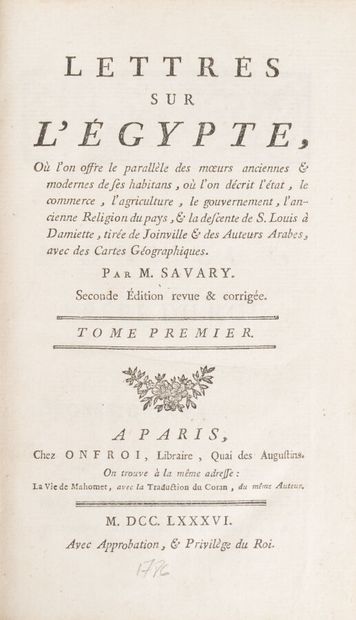 null SAVARY. 
Letters on Egypt. Second revised & corrected edition.
Paris. Onfroi....