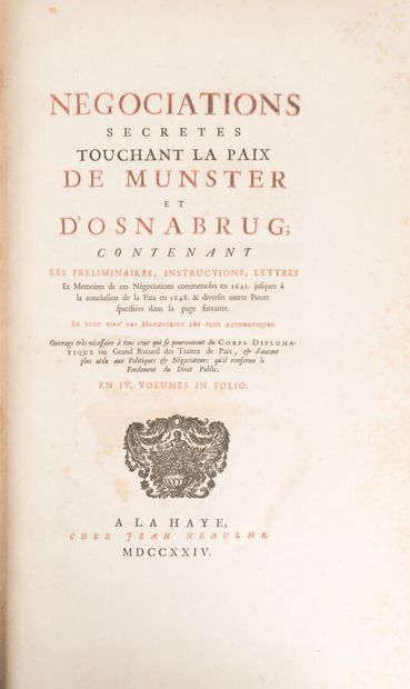 null [LE CLERC. Jean]. 
Secret negotiations concerning the peace of Munster and Osnabrug.
The...