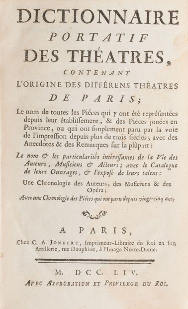 null DICTIONNAIRE portatif des théâtres, contenant l'origine des différens théâtres...