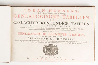 null HÜBNER. Johann. 
Genealogische Tabellen, of Geslacht-Rekenkundige Tafelen.
Leiden....