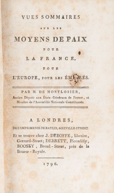 null (DIRECTOIRE) - Diplomatic Mélanges. 
Paris. 1796-1797. 4 pieces in 1 volume...