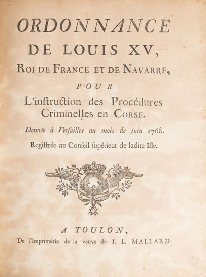 null (CORSICA) - 
Collection of manuscripts and printed matter. 1768-1774. 1 large...