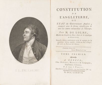null [LOLME, Jean-Louis de.] 
Constitution of England.
Genève. Chez Barde, Manget...