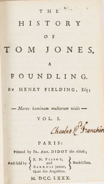null FIELDING. Henry. 
The History of Tom Jones, a foundling.
Paris. François-Ambroise...