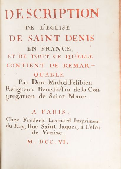 null FELIBIEN. Dom Michel. 
Manuscript entitled "Description de l'église de Saint-Denis...