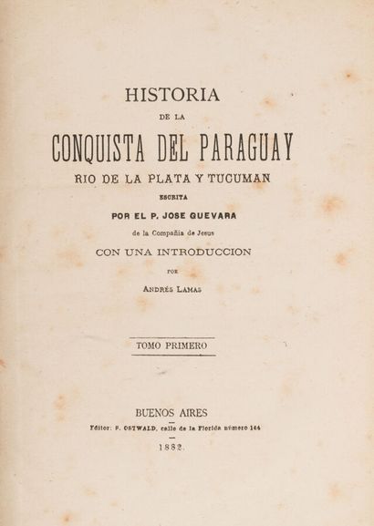 null GUEVARA. José. 
Historia de la conquista del ParaguayTomo primero.
Buenos Aires....