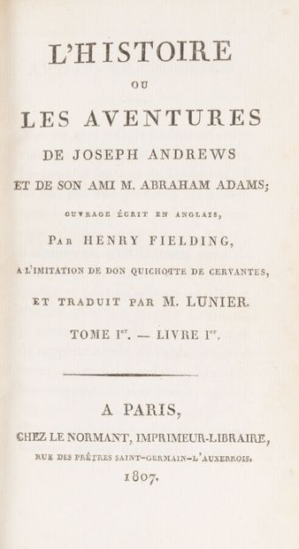 null FIELDING. Henry. 
The History or Adventures of Joseph Andrews and his Friend...