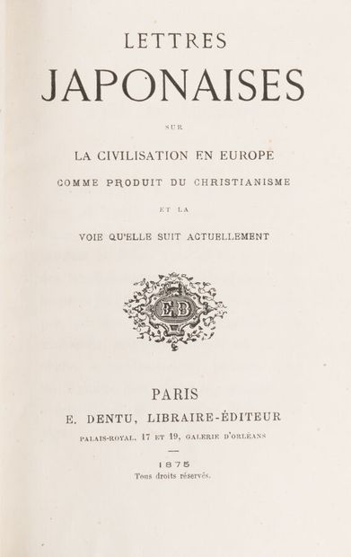 null [FIGANIERE. Frederico Francisco de]. 
Japanese letters on civilization in Europe...