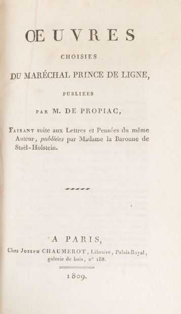 null LINE. Prince de. 
Selected Works of Marshal Prince de Ligne
Paris, France. Joseph...
