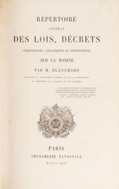 null BLANCHARD. Claude-François. 
Répertoire général des lois, décrets, ordonnances,...