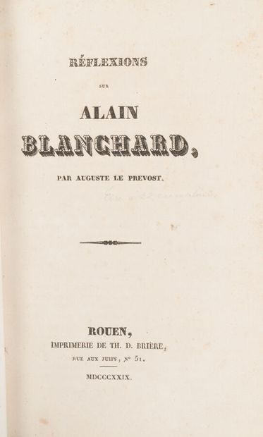 null LICQUET. Isidore, known as François-Théodore. 
Notice sur Alain Blanchard
Rouen....