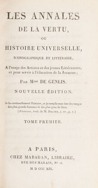 null GENLIS. Comtesse de. 
The Annals of Virtue
Paris. Maradan [Imprimrie d'Ange...