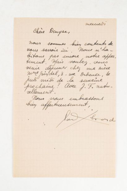 null ELUARD. Paul. 
Handwritten letter.
Autograph letter in-8 ( 21x13.5 cm ), signed,...