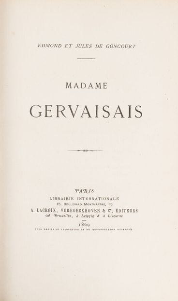 null GONCOURT. Edmond and Jules de. 
Madame Gervaisais.
Paris, Librairie internationale....