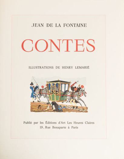 null LA FONTAINE. Jean de. 
Contes.
Paris. Les heures claires. 1970. 3 volumes in-8,...