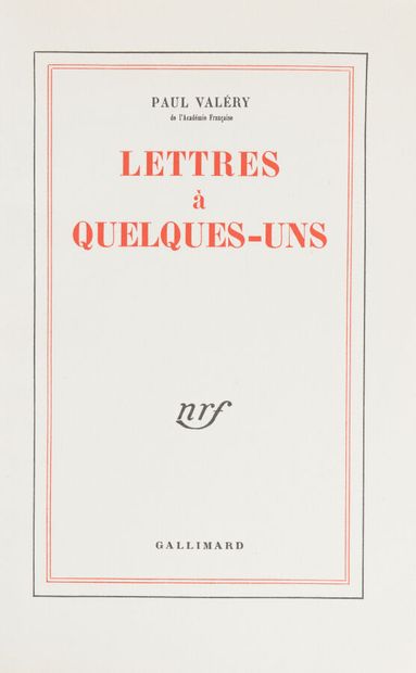 null VALERY. Paul. 
Lettres à quelques-uns.
Paris. Gallimard NRF. 1952. 1 volume...