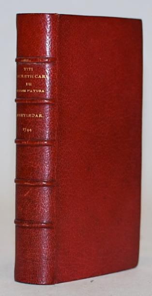 LUCRÈCE De rerum natura. Lutetiae Parisiorum. Coustelier. 1744. 1 volume in-12, plein...