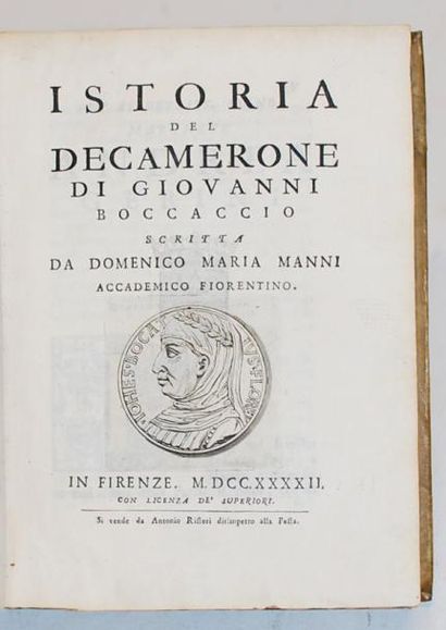 MANNI Domenico Maria Istoria del Decamerone di Giovanni Boccaccio... In Firenze,...