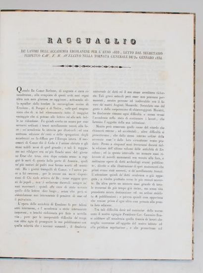 AVELLINO. Francesco Maria Ragguaglio de'lavori dell'Accademia Ercolanese... [Naples],...
