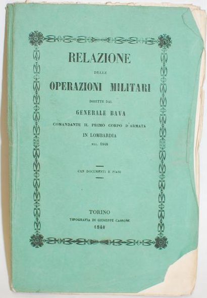 [BAVA. Eusebio] Relazione delle operazioni militari dirette dal Generale Bava, comandante...