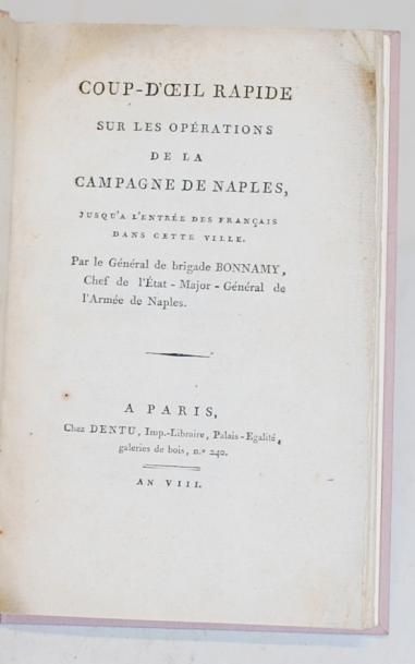 BONNAMY Coup d'oeil rapide sur les opérations de la campagne de Naples, jusqu'à l'entrée...