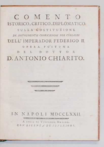 CHIARITO. Antonio Comento istorico-critico-diplomatico sulla Costituzione De Instrumentis...