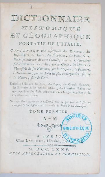 null Dictionnaire historique et géographique portatif de l'Italie... A Paris, Chez...
