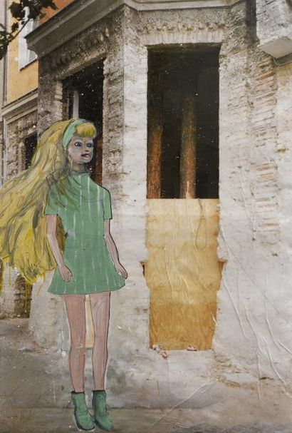 Philippe PASQUA (né en 1965) Jeune fille à la robe verte, 1997
Offset et gouache...