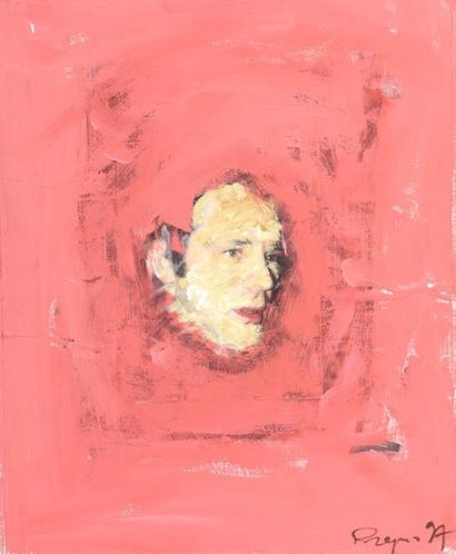 Philippe PASQUA (né en 1965) Tête d'homme fond rouge, 1997
Technique mixte sur papier...