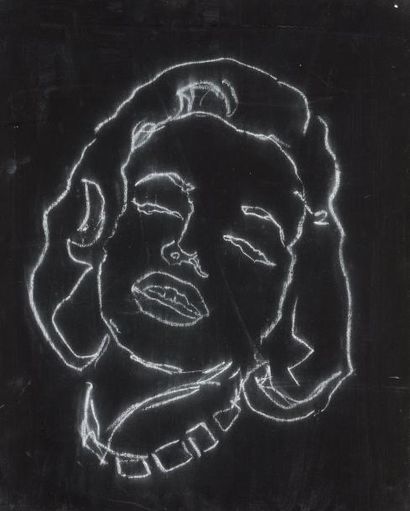 Philippe PASQUA (né en 1965) Marilyn, fond noir, 1997
Huile et craie sur toile signée...