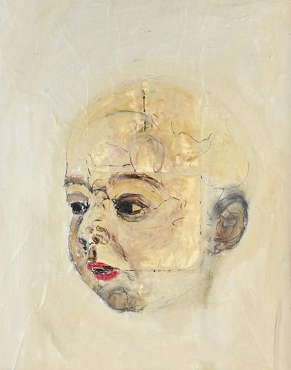 Philippe PASQUA (né en 1965) Bébé bouche fermée, 1997
Technique mixte sur toile signée...
