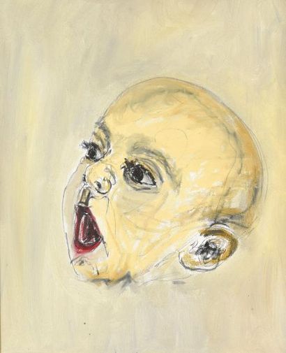 Philippe PASQUA (né en 1965) Bébé bouche ouverte, 1997
Technique mixte sur toile...