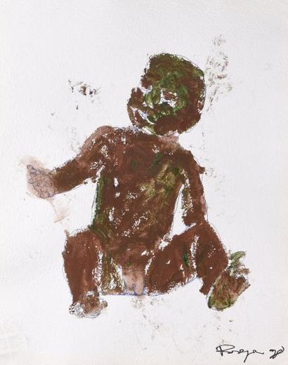 Philippe PASQUA (né en 1965) Bébé noir, 1998
Collage sur papier signé en bas à droite...