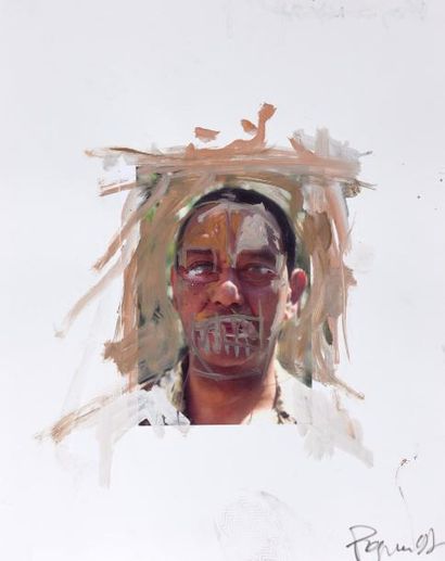 Philippe PASQUA (né en 1965) Homme de face, 1997
Technique mixte, collage sur papier...