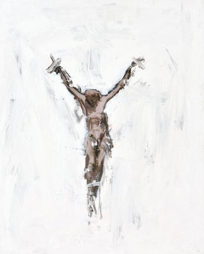 Philippe PASQUA (né en 1965) Christ, fond blanc, 1997
Technique mixte sur papier...