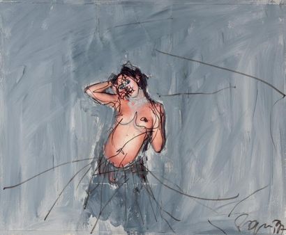 Philippe PASQUA (né en 1965) Nu féminin, fond gris, 1997
Technique mixte sur papier...