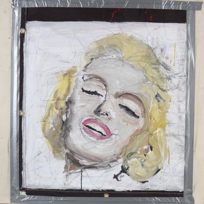 Philippe PASQUA (né en 1965) Marilyn, 1997
Technique mixte sur bâche et toile signée...