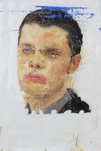 Philippe PASQUA (né en 1965) Portrait d'homme
Technique mixte sur papier bristol...