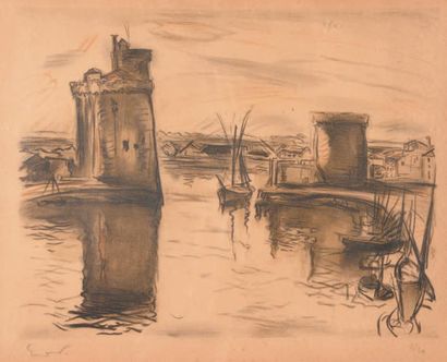 Emile Othon Friesz (1879-1949) Le port de la Rochelle
Lithographie en couleurs, signée...